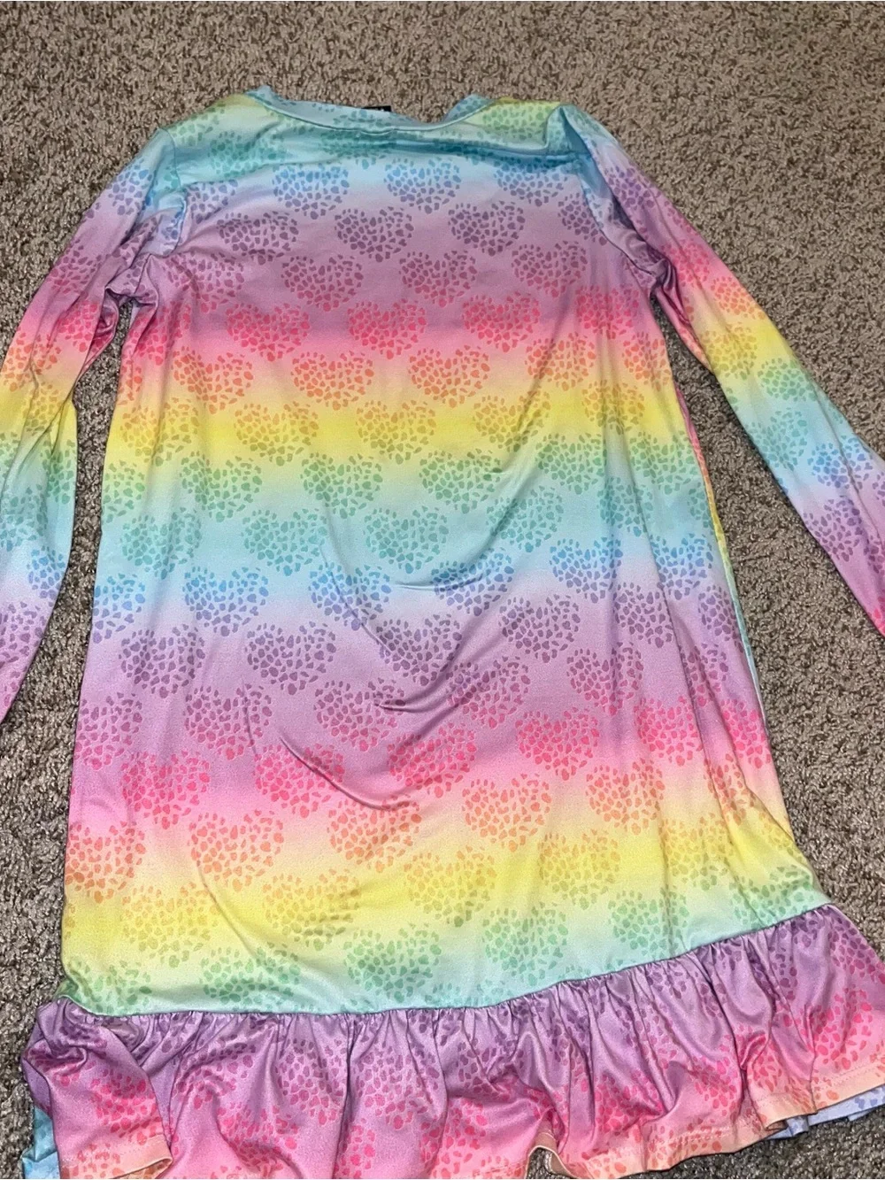 Girls Pixie Lane long sleeve pajama nightgown rainbow hearts size 9/10